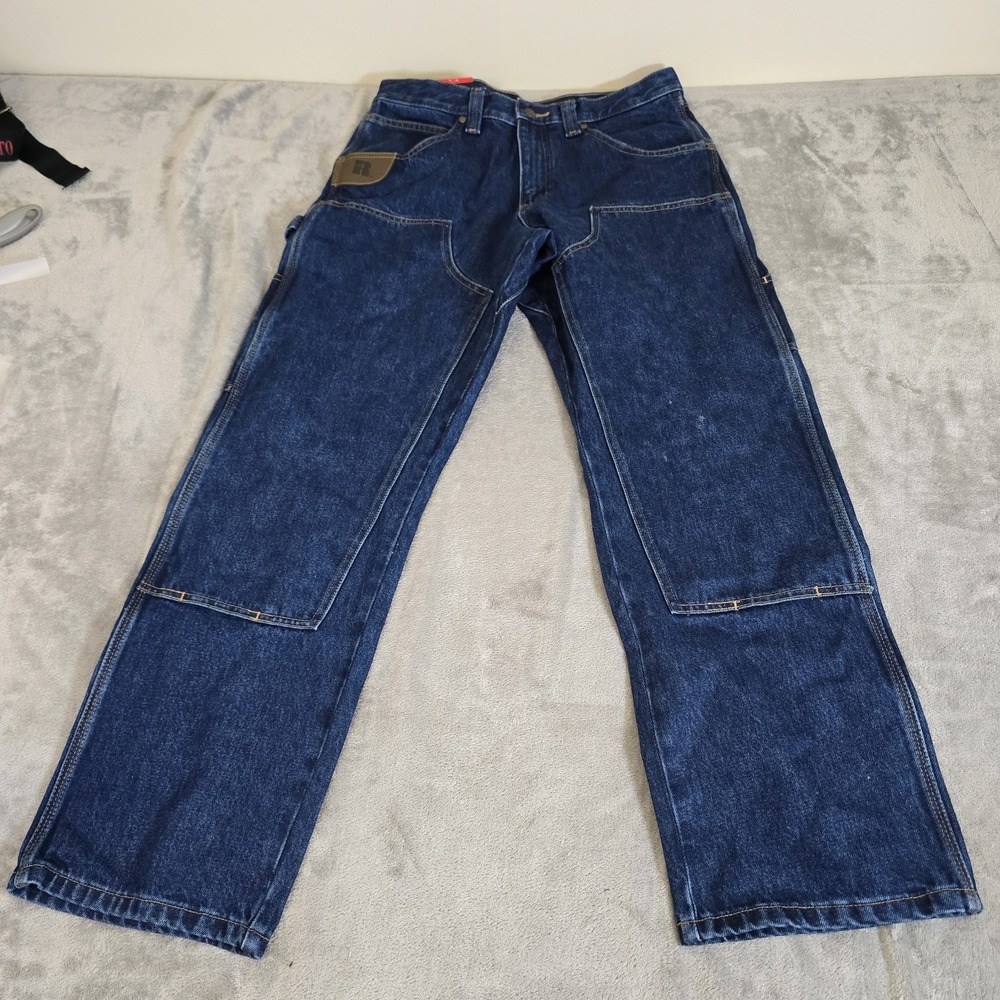 Wrangler Riggs Jeans Mens 33x32 Blue Utility Workwear Construction Carpenter